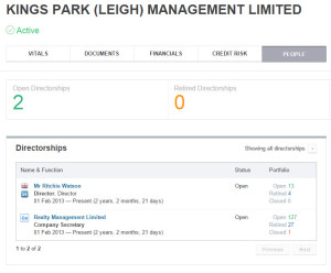 Kings Park Leigh Management Limited Directors